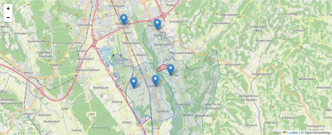Karte des Postleitzahlen Bereichs  und der umliegenden Postleitzahlen in Deutschland