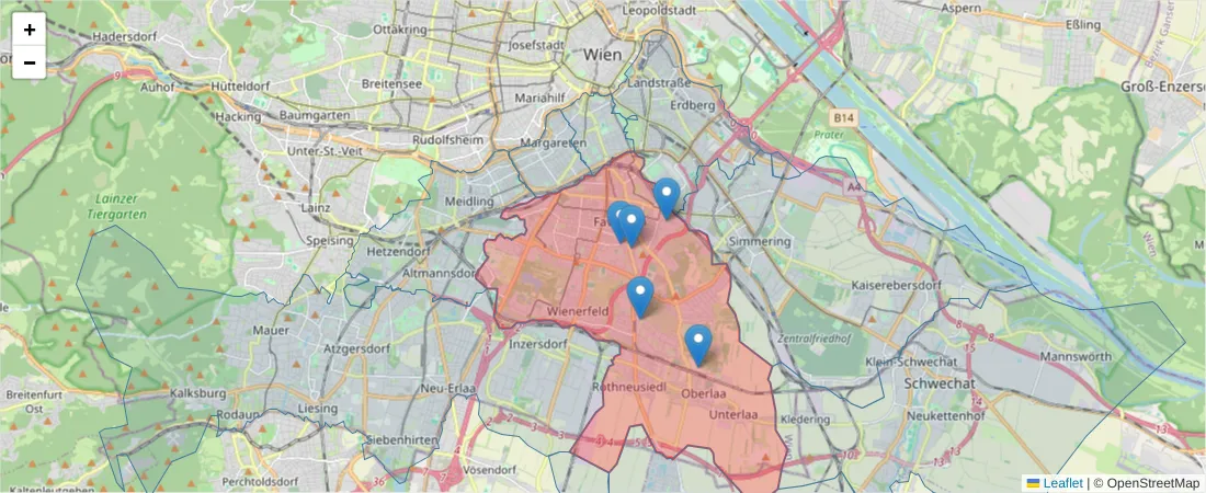 Karte des Postleitzahlen Bereichs  und der umliegenden Postleitzahlen in Deutschland