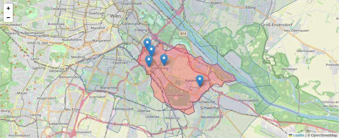 Karte des Postleitzahlen Bereichs  und der umliegenden Postleitzahlen in Deutschland