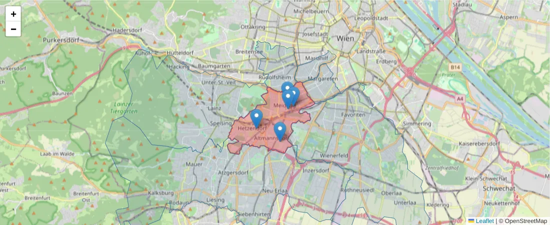 Karte des Postleitzahlen Bereichs  und der umliegenden Postleitzahlen in Deutschland
