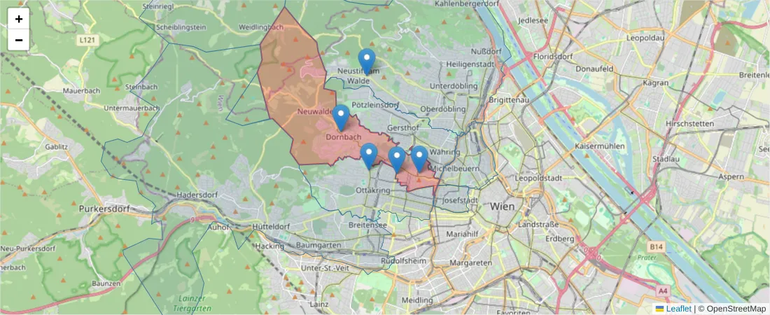 Karte des Postleitzahlen Bereichs  und der umliegenden Postleitzahlen in Deutschland