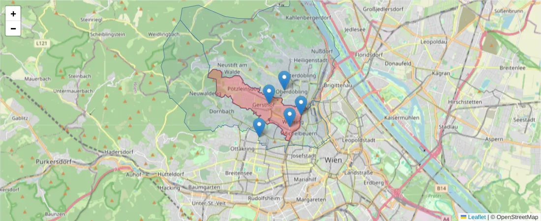 Karte des Postleitzahlen Bereichs  und der umliegenden Postleitzahlen in Deutschland