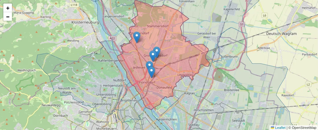 Karte des Postleitzahlen Bereichs  und der umliegenden Postleitzahlen in Deutschland