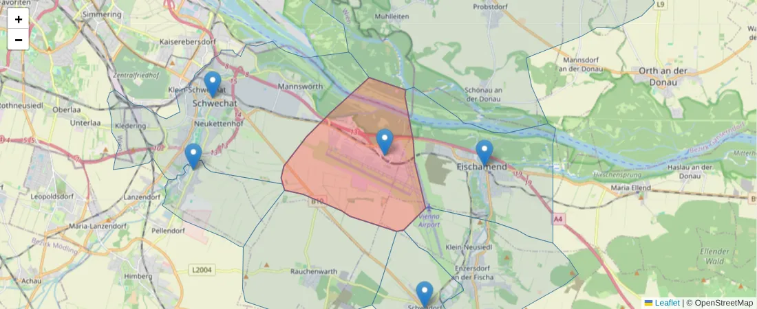 Karte des Postleitzahlen Bereichs  und der umliegenden Postleitzahlen in Deutschland
