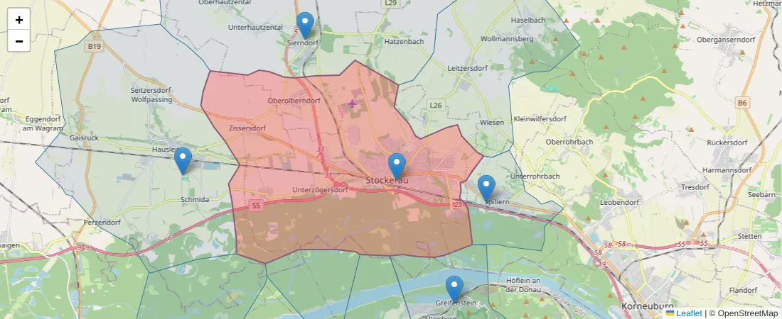 Karte des Postleitzahlen Bereichs  und der umliegenden Postleitzahlen in Deutschland