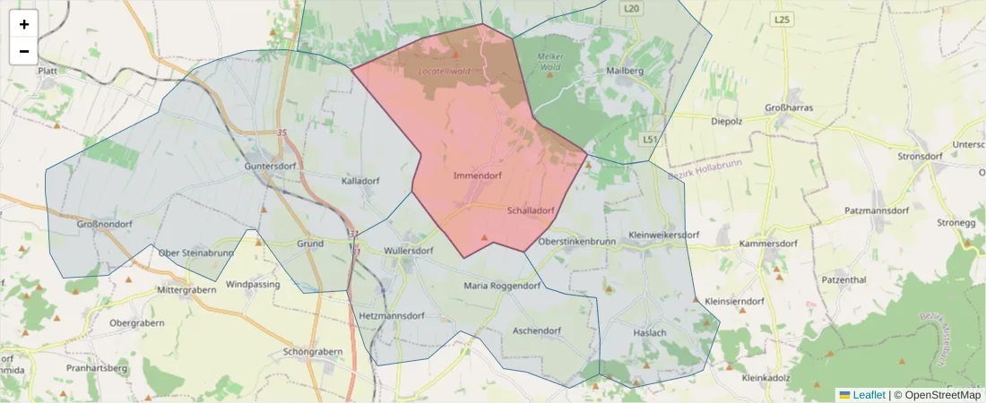 Karte des Postleitzahlen Bereichs  und der umliegenden Postleitzahlen in Deutschland