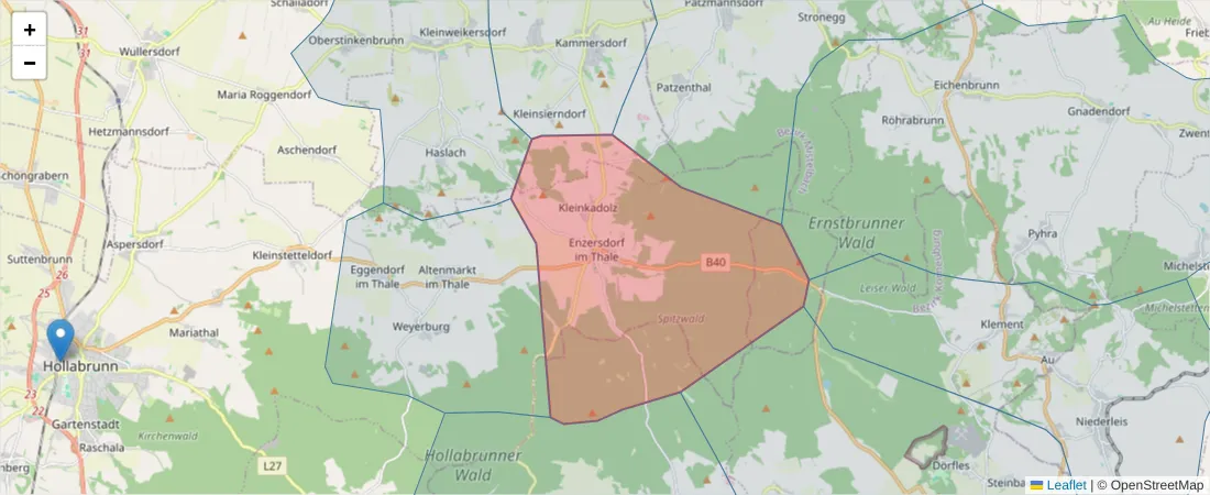 Karte des Postleitzahlen Bereichs  und der umliegenden Postleitzahlen in Deutschland