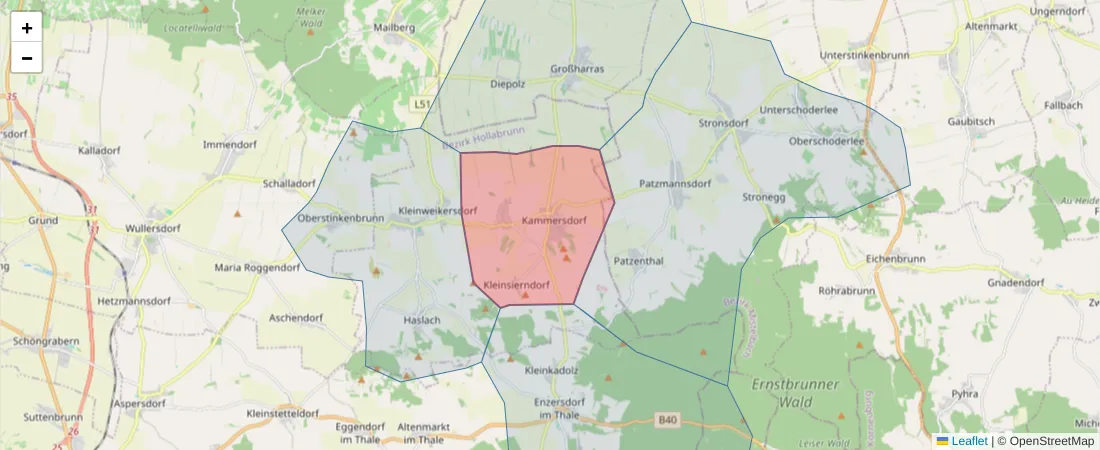 Karte des Postleitzahlen Bereichs  und der umliegenden Postleitzahlen in Deutschland