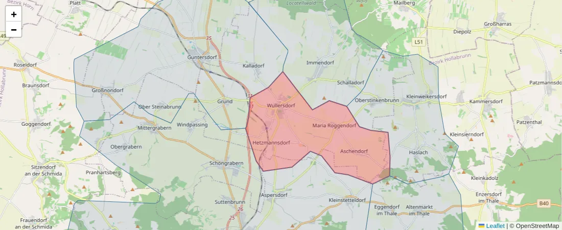 Karte des Postleitzahlen Bereichs  und der umliegenden Postleitzahlen in Deutschland