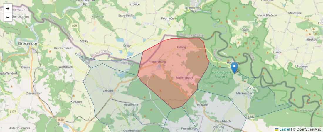 Karte des Postleitzahlen Bereichs  und der umliegenden Postleitzahlen in Deutschland