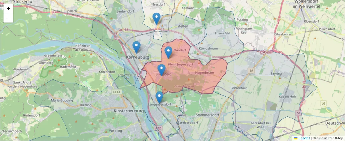 Karte des Postleitzahlen Bereichs  und der umliegenden Postleitzahlen in Deutschland