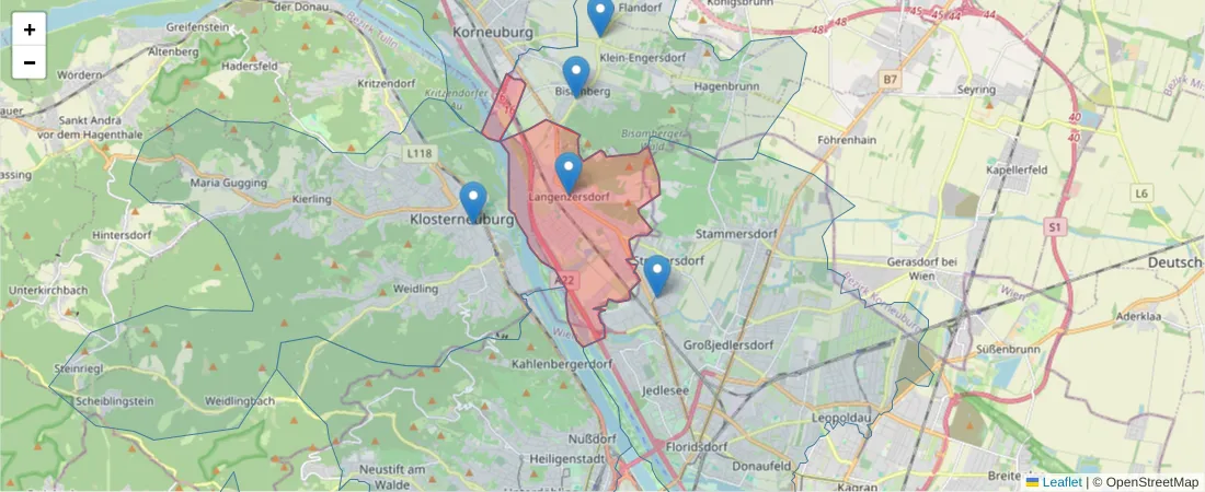 Karte des Postleitzahlen Bereichs  und der umliegenden Postleitzahlen in Deutschland