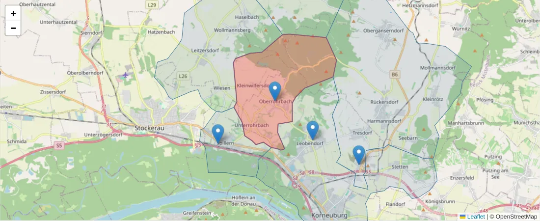 Karte des Postleitzahlen Bereichs  und der umliegenden Postleitzahlen in Deutschland