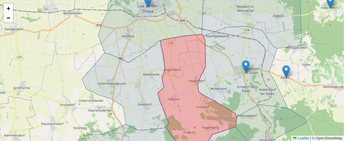 Karte des Postleitzahlen Bereichs  und der umliegenden Postleitzahlen in Deutschland