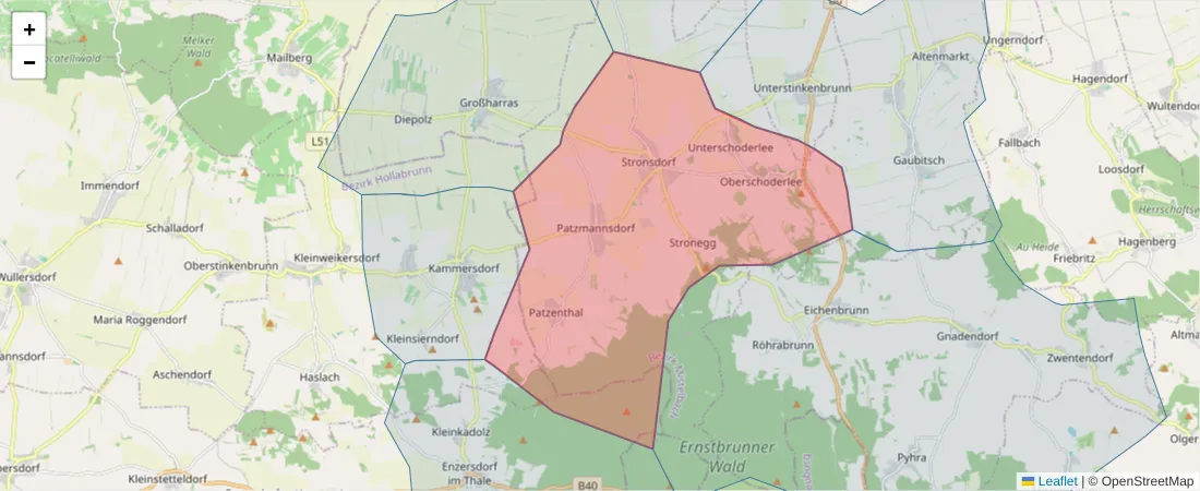 Karte des Postleitzahlen Bereichs  und der umliegenden Postleitzahlen in Deutschland