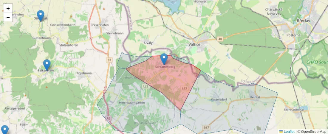 Karte des Postleitzahlen Bereichs  und der umliegenden Postleitzahlen in Deutschland