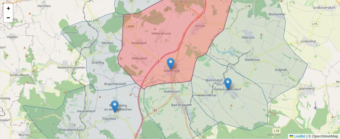 Karte des Postleitzahlen Bereichs  und der umliegenden Postleitzahlen in Deutschland