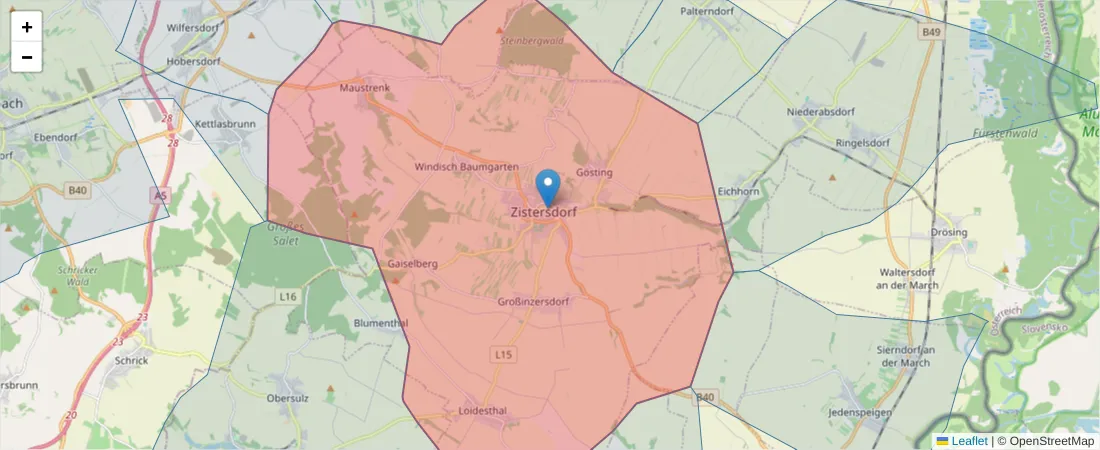 Karte des Postleitzahlen Bereichs  und der umliegenden Postleitzahlen in Deutschland