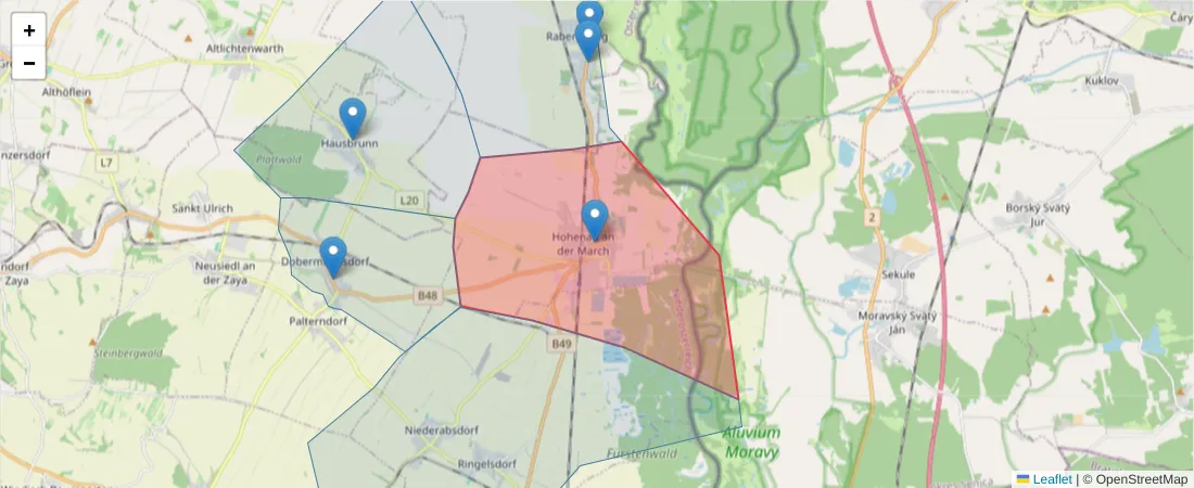 Karte des Postleitzahlen Bereichs  und der umliegenden Postleitzahlen in Deutschland