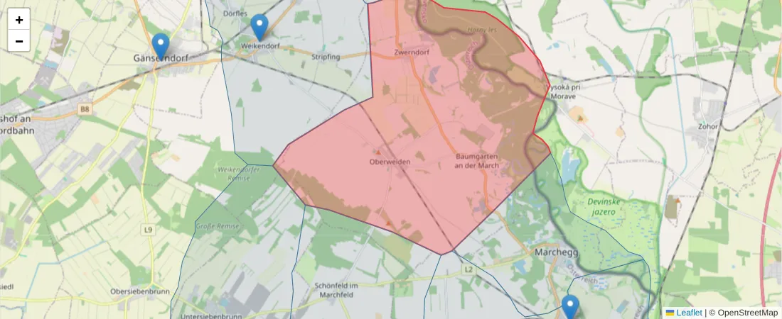 Karte des Postleitzahlen Bereichs  und der umliegenden Postleitzahlen in Deutschland