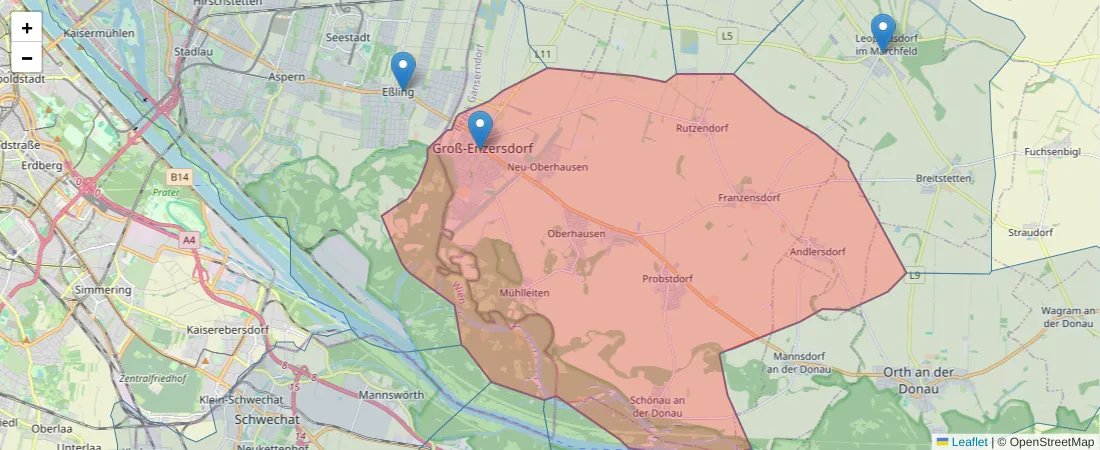 Karte des Postleitzahlen Bereichs  und der umliegenden Postleitzahlen in Deutschland