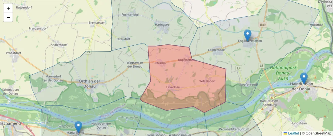 Karte des Postleitzahlen Bereichs  und der umliegenden Postleitzahlen in Deutschland
