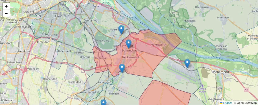 Karte des Postleitzahlen Bereichs  und der umliegenden Postleitzahlen in Deutschland