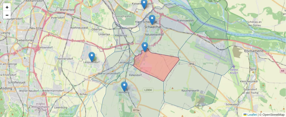 Karte des Postleitzahlen Bereichs  und der umliegenden Postleitzahlen in Deutschland