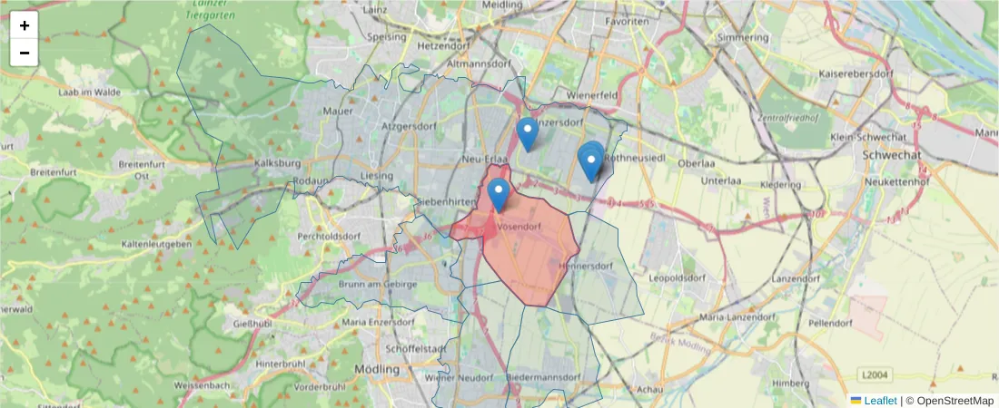 Karte des Postleitzahlen Bereichs  und der umliegenden Postleitzahlen in Deutschland