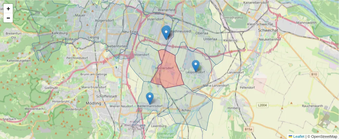 Karte des Postleitzahlen Bereichs  und der umliegenden Postleitzahlen in Deutschland