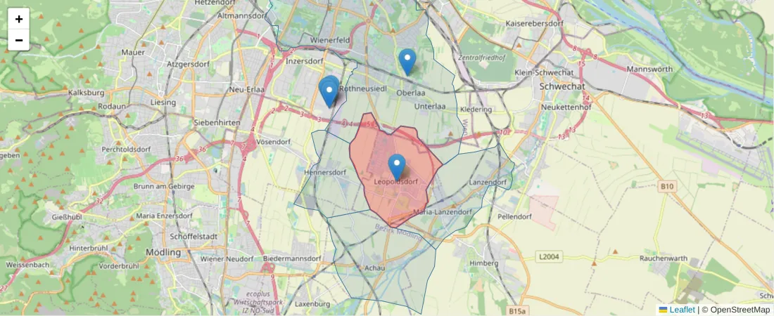 Karte des Postleitzahlen Bereichs  und der umliegenden Postleitzahlen in Deutschland
