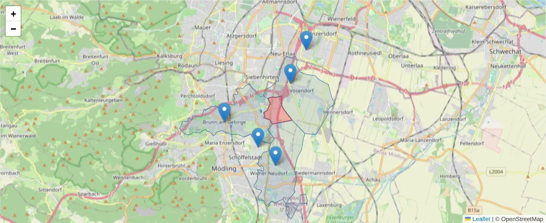 Karte des Postleitzahlen Bereichs  und der umliegenden Postleitzahlen in Deutschland