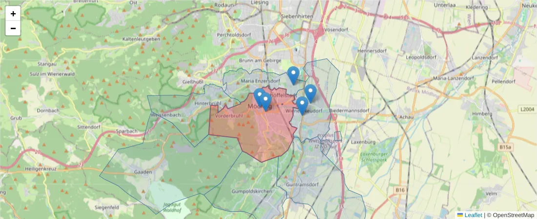 Karte des Postleitzahlen Bereichs  und der umliegenden Postleitzahlen in Deutschland