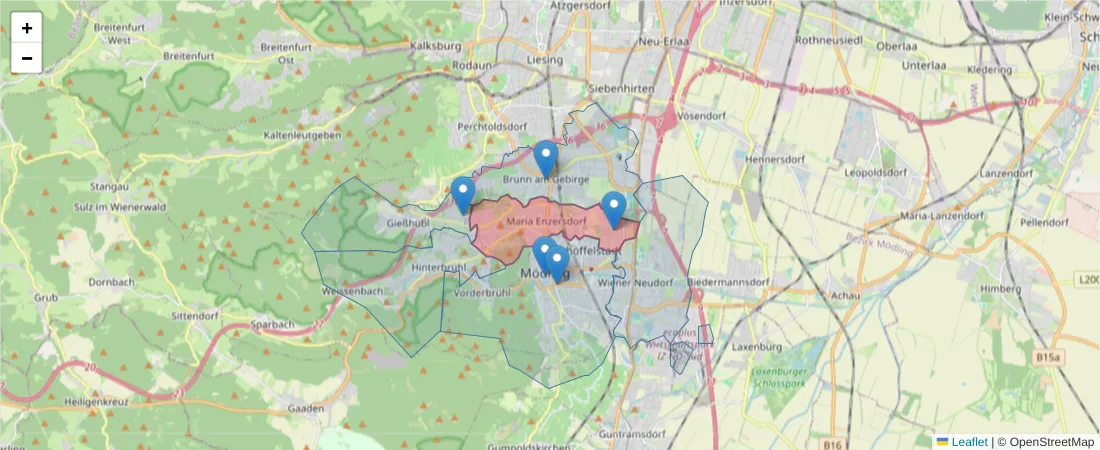 Karte des Postleitzahlen Bereichs  und der umliegenden Postleitzahlen in Deutschland