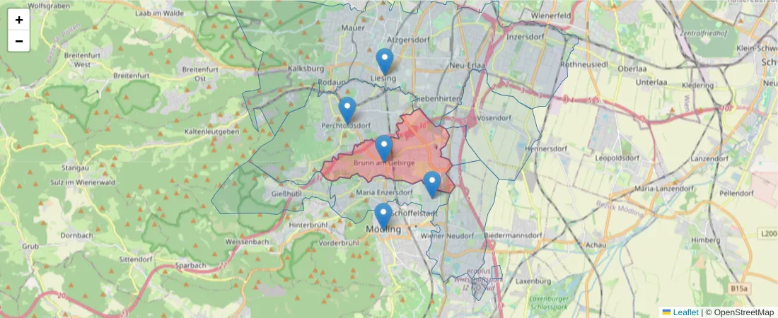 Karte des Postleitzahlen Bereichs  und der umliegenden Postleitzahlen in Deutschland