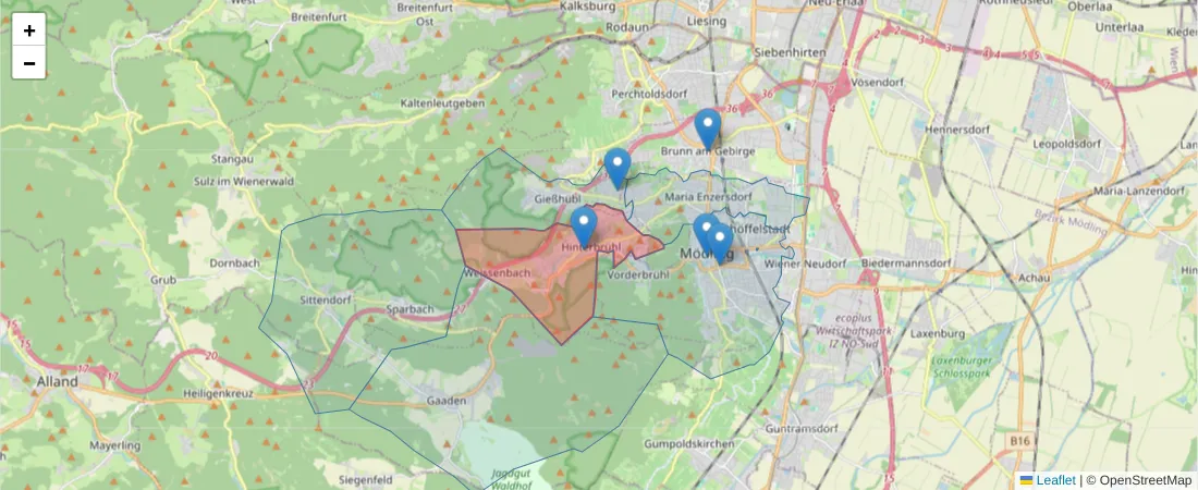 Karte des Postleitzahlen Bereichs  und der umliegenden Postleitzahlen in Deutschland