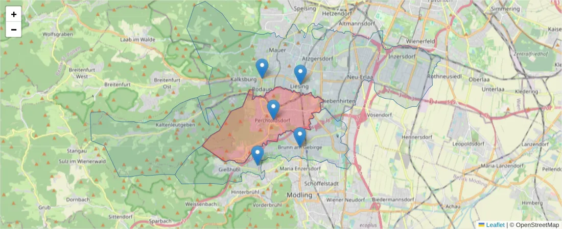 Karte des Postleitzahlen Bereichs  und der umliegenden Postleitzahlen in Deutschland