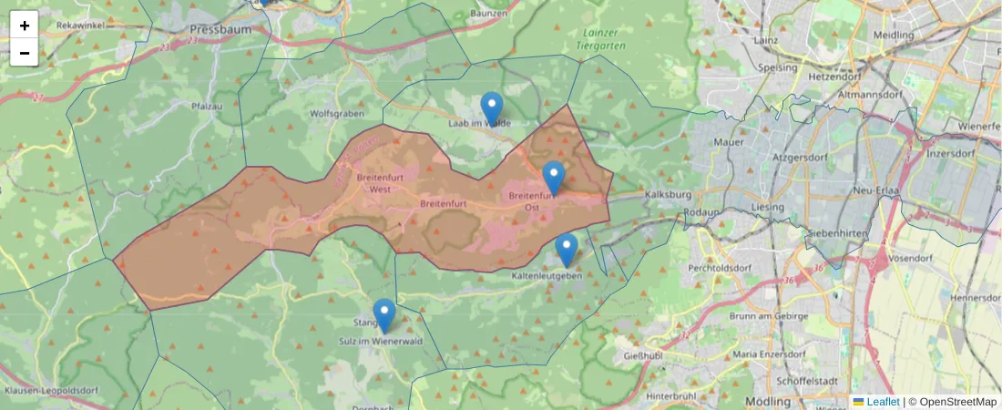 Karte des Postleitzahlen Bereichs  und der umliegenden Postleitzahlen in Deutschland