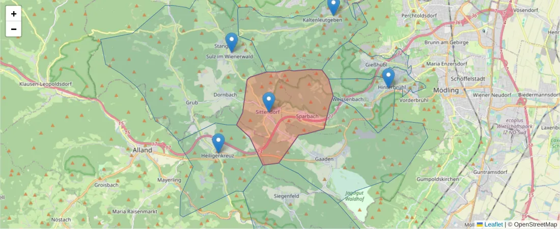 Karte des Postleitzahlen Bereichs  und der umliegenden Postleitzahlen in Deutschland
