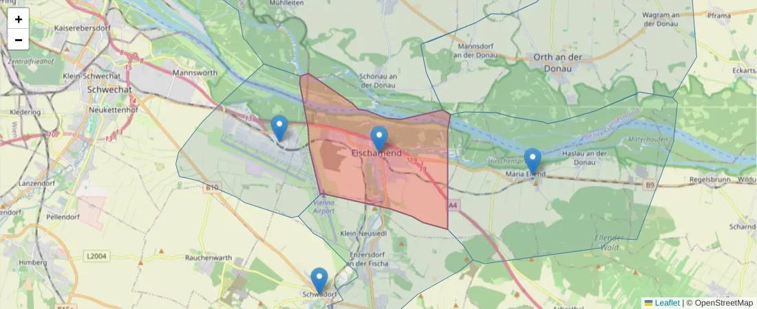 Karte des Postleitzahlen Bereichs  und der umliegenden Postleitzahlen in Deutschland