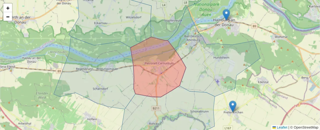 Karte des Postleitzahlen Bereichs  und der umliegenden Postleitzahlen in Deutschland