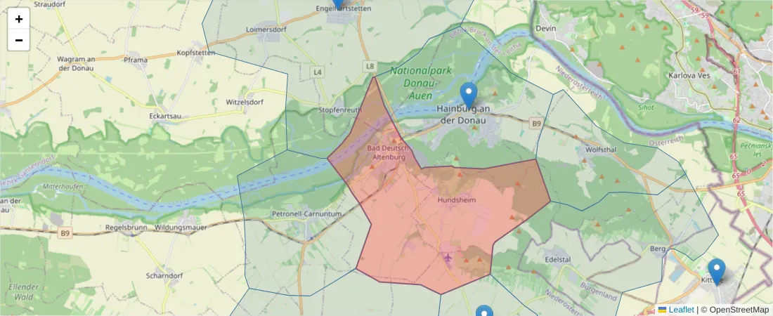 Karte des Postleitzahlen Bereichs  und der umliegenden Postleitzahlen in Deutschland