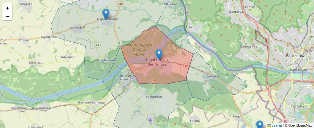 Karte des Postleitzahlen Bereichs  und der umliegenden Postleitzahlen in Deutschland