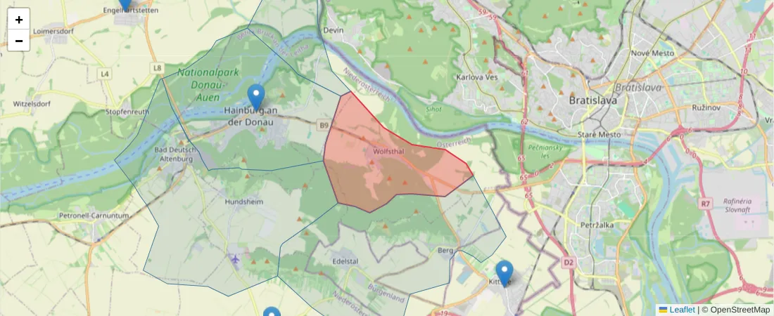 Karte des Postleitzahlen Bereichs  und der umliegenden Postleitzahlen in Deutschland