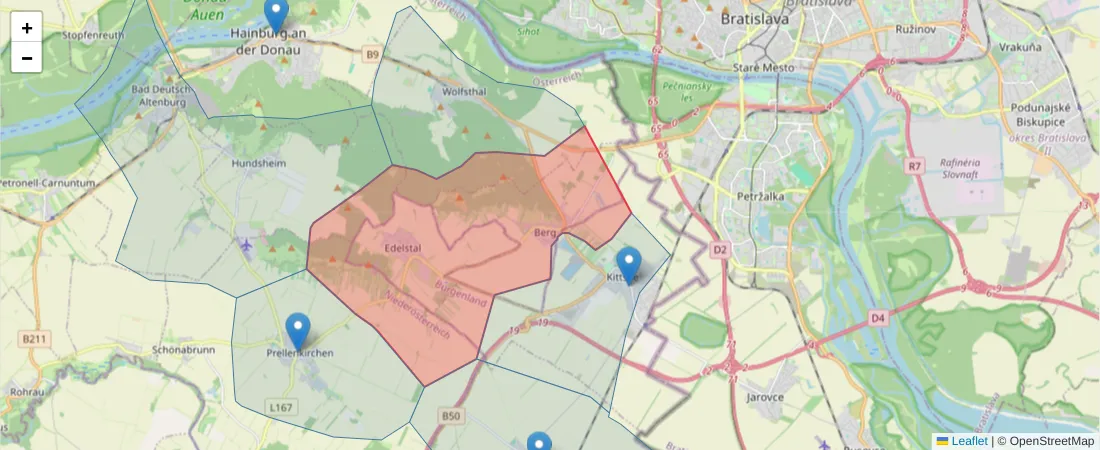 Karte des Postleitzahlen Bereichs  und der umliegenden Postleitzahlen in Deutschland
