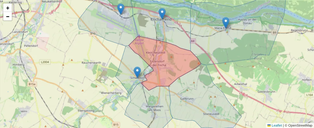 Karte des Postleitzahlen Bereichs  und der umliegenden Postleitzahlen in Deutschland