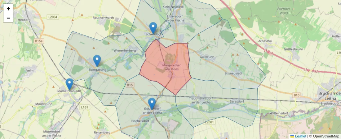 Karte des Postleitzahlen Bereichs  und der umliegenden Postleitzahlen in Deutschland