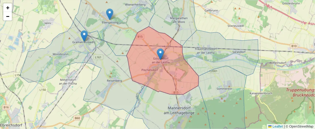 Karte des Postleitzahlen Bereichs  und der umliegenden Postleitzahlen in Deutschland