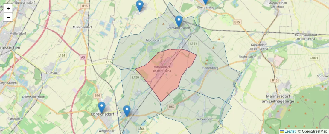 Karte des Postleitzahlen Bereichs  und der umliegenden Postleitzahlen in Deutschland