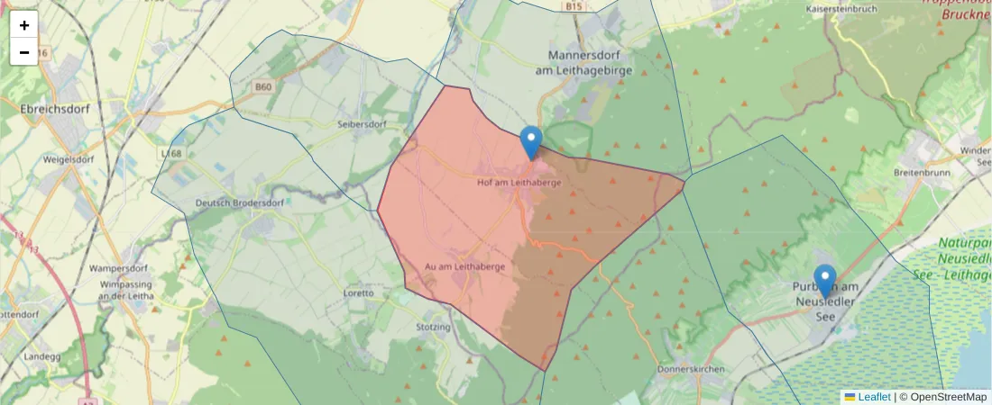 Karte des Postleitzahlen Bereichs  und der umliegenden Postleitzahlen in Deutschland